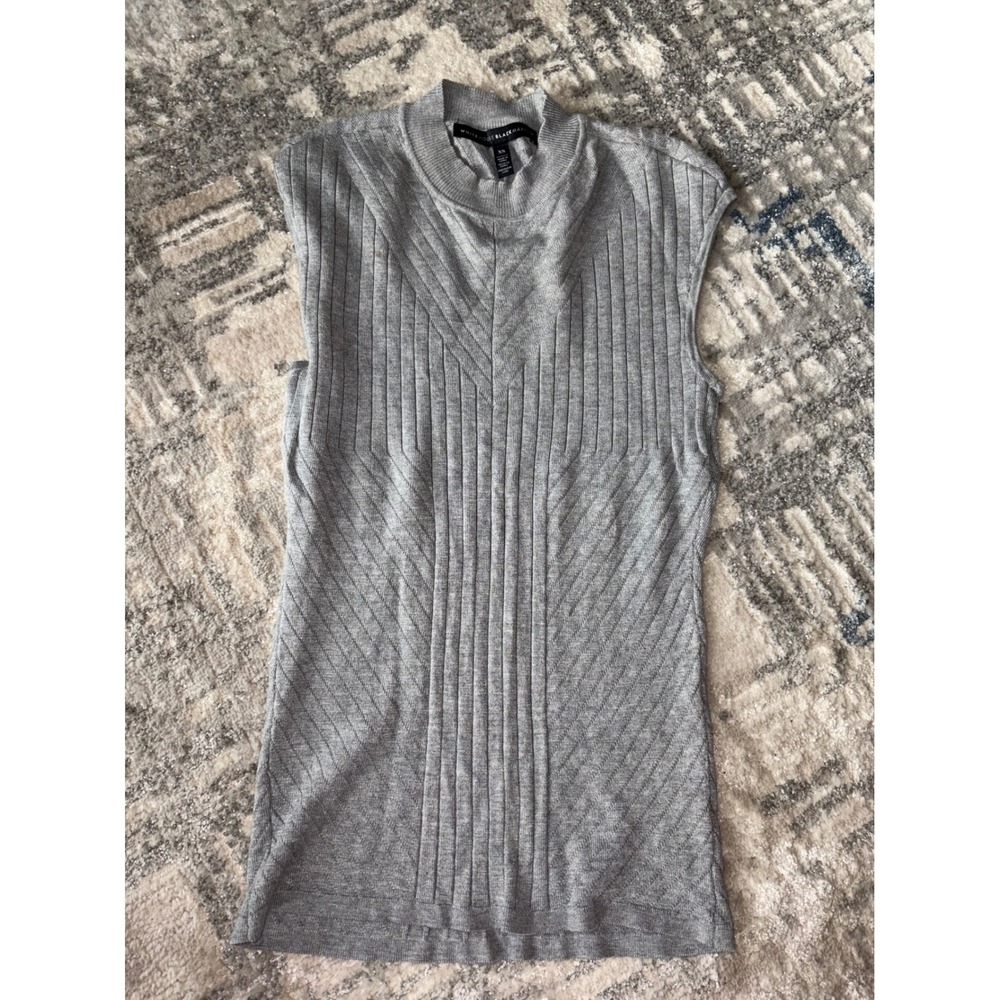 White House Black Market Gray Ribbed Mock Neck Sleeveless Sweater Top XS